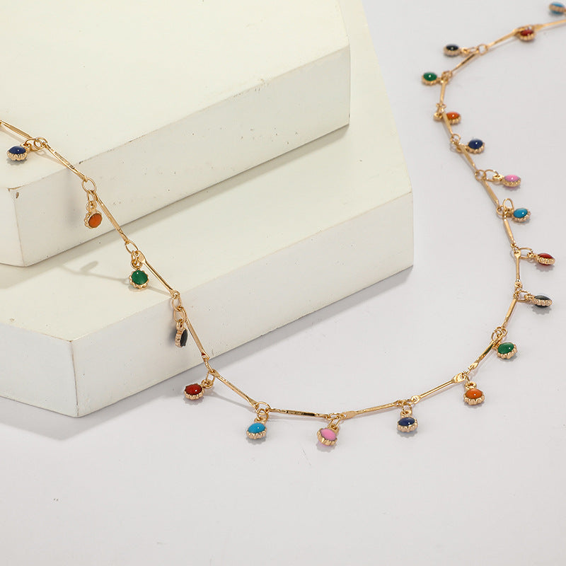 Venta al por mayor Collar de borla de color caramelo de aleación